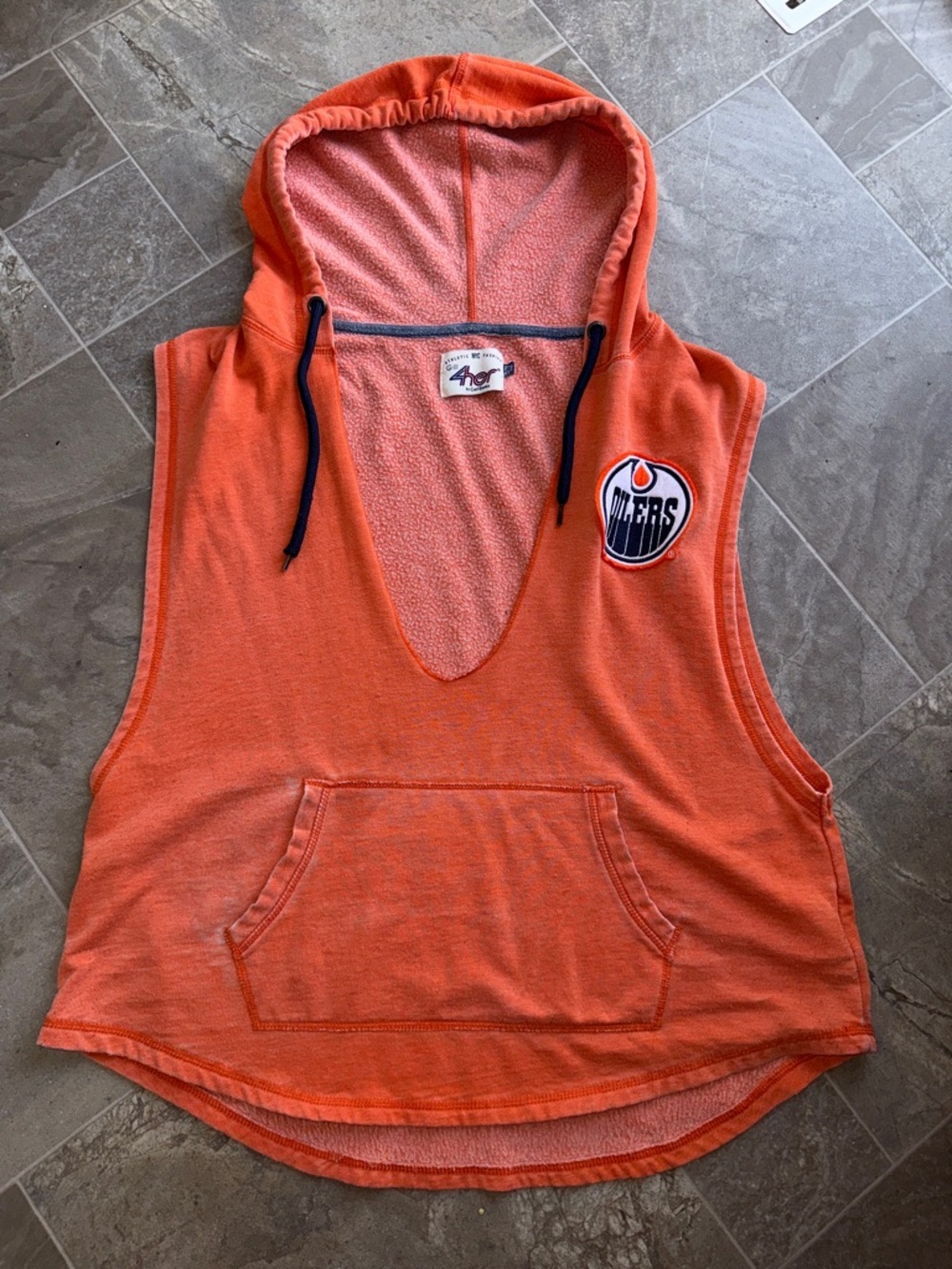 Edmonton Oilers Orange Hooded Sleeveless Pullover